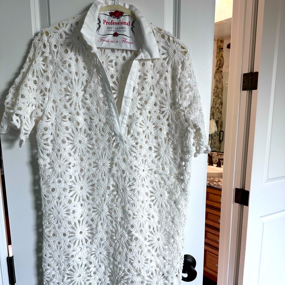 Crochet White Dress/Cover up